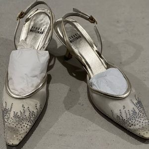 Stuart Weitzman size 8 1/2 sling back sheer with crystals